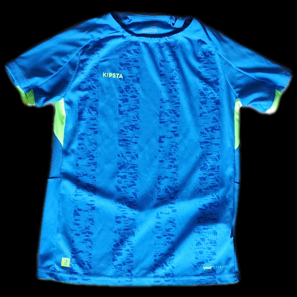 #KB Kipsta Blue and Lime Green Kids Sports T-Shirt